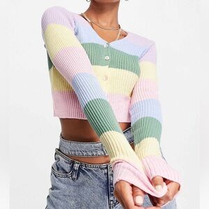 ASOS pastel rainbow cropped cardigan